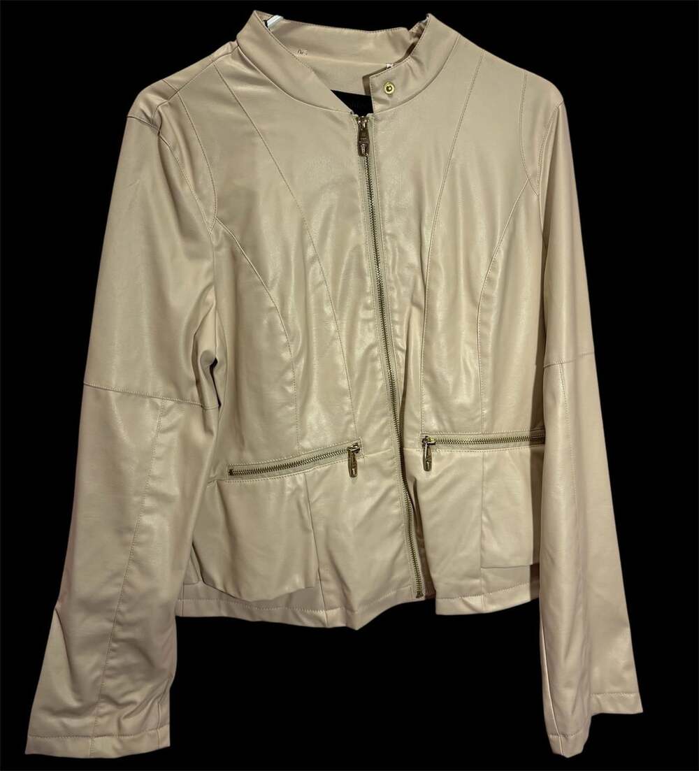 Steve Madden OLA400H Champagne Faux Leather Zip Jacket